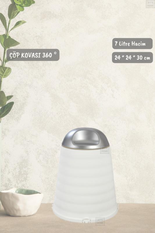 Çöp%20Kovası%207%20Litre%20Hassas%20Kapaklı%20Motek%20360%20Dönen%20Kapaklı%20Çöp%20Kutusu%20Beyaz