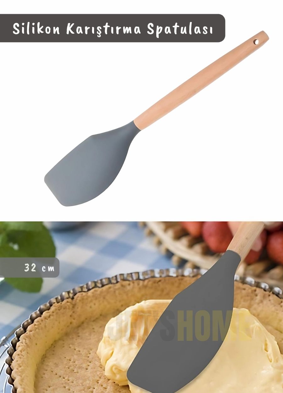 Silikon%20Karıştırma%20Spatulası%20Mutfak%20Kaşığı%20Pasta%20Spatulası%20Sıyırma%20Spatula%20Ahşap%20Saplı%2032%20cm