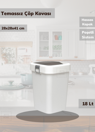 Banyo Çöp Kovası 18 Lt Temassız Beyaz